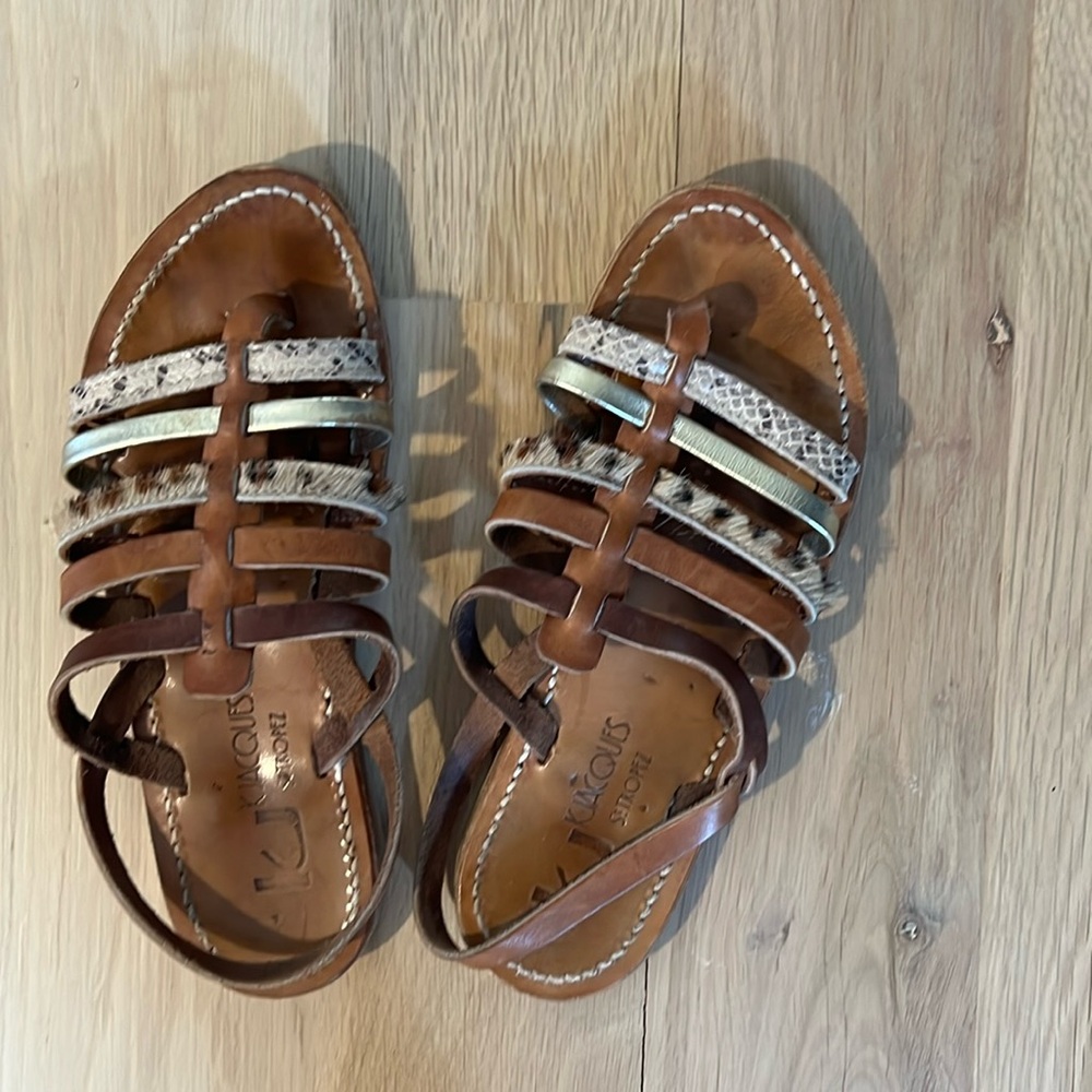 K Jacques Brown Leather Sandals